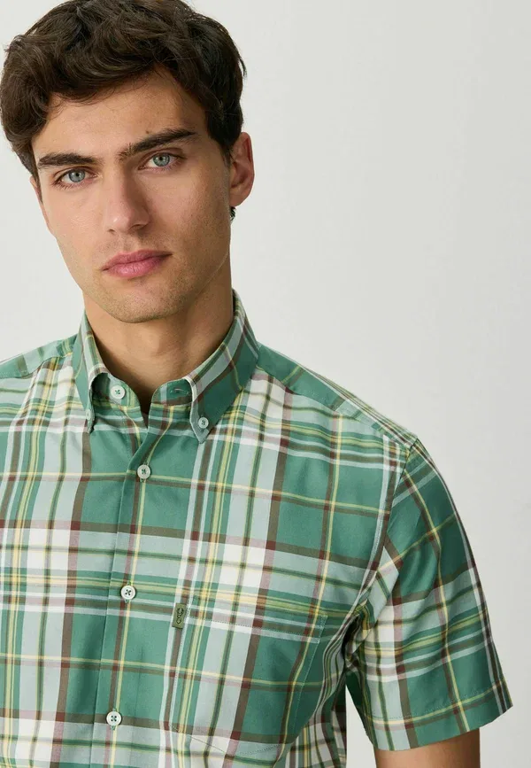 Рубашка Next Regular fit shirt, зеленая клетка мадрас — фото 4