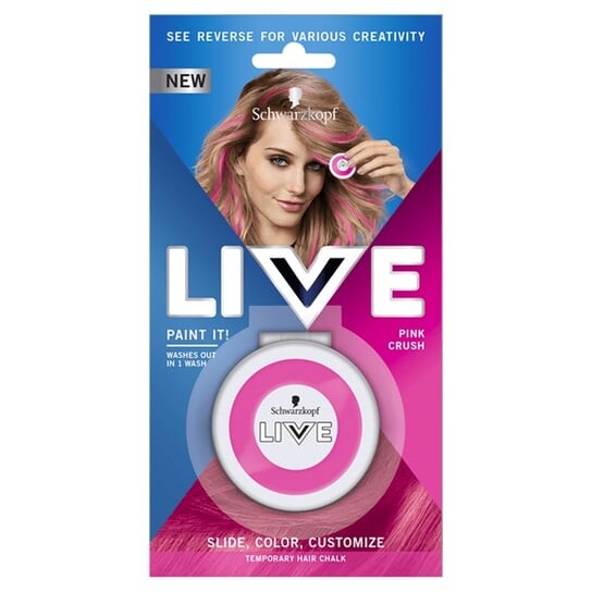 

Моющийся мел для волос, оттенок Pink Crush, 33 г Schwarzkopf, Live Paint It!