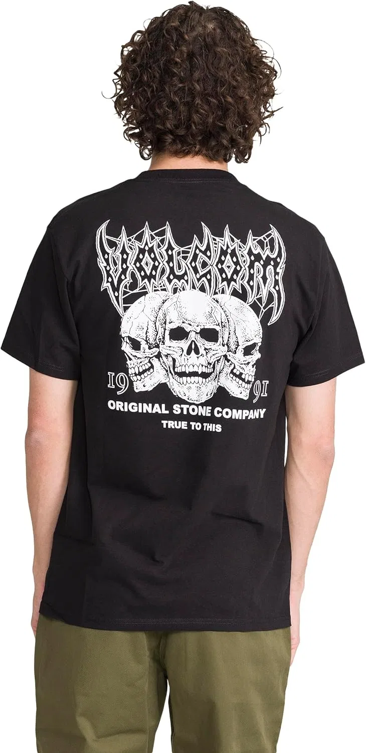 Мужская футболка с коротким рукавом Volcom, спортивная одежда для активного отдыха, черный — фото 3