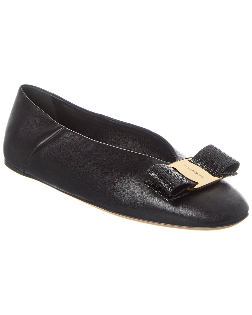 Ferragamo Vara Bow кожаные балетки с бантом Salvatore Ferragamo, черный