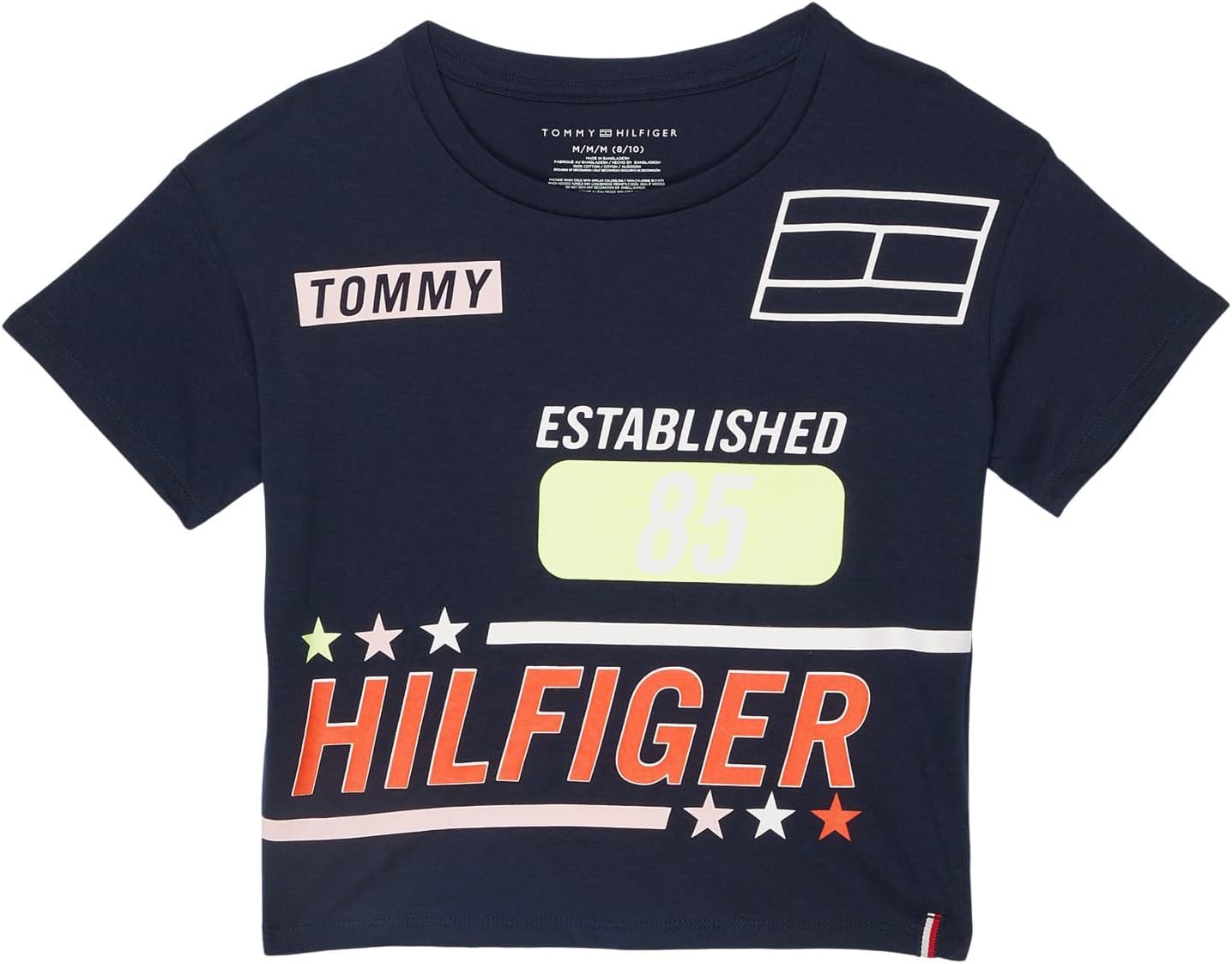 

Футболка Tommy Hilfiger для девочек, спортивная, с короткими рукавами, круглым вырезом, легкая и эластичная, Navy Cycling