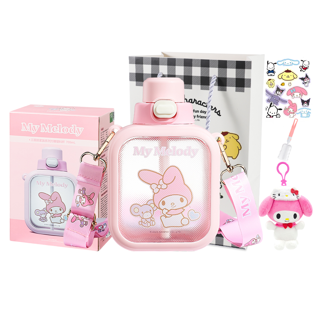 

Пластиковый стакан Melodi 700 мл Sanrio, My Melody Water Cup+Shopping Bag+Sticker Cup Brush+Small Doll