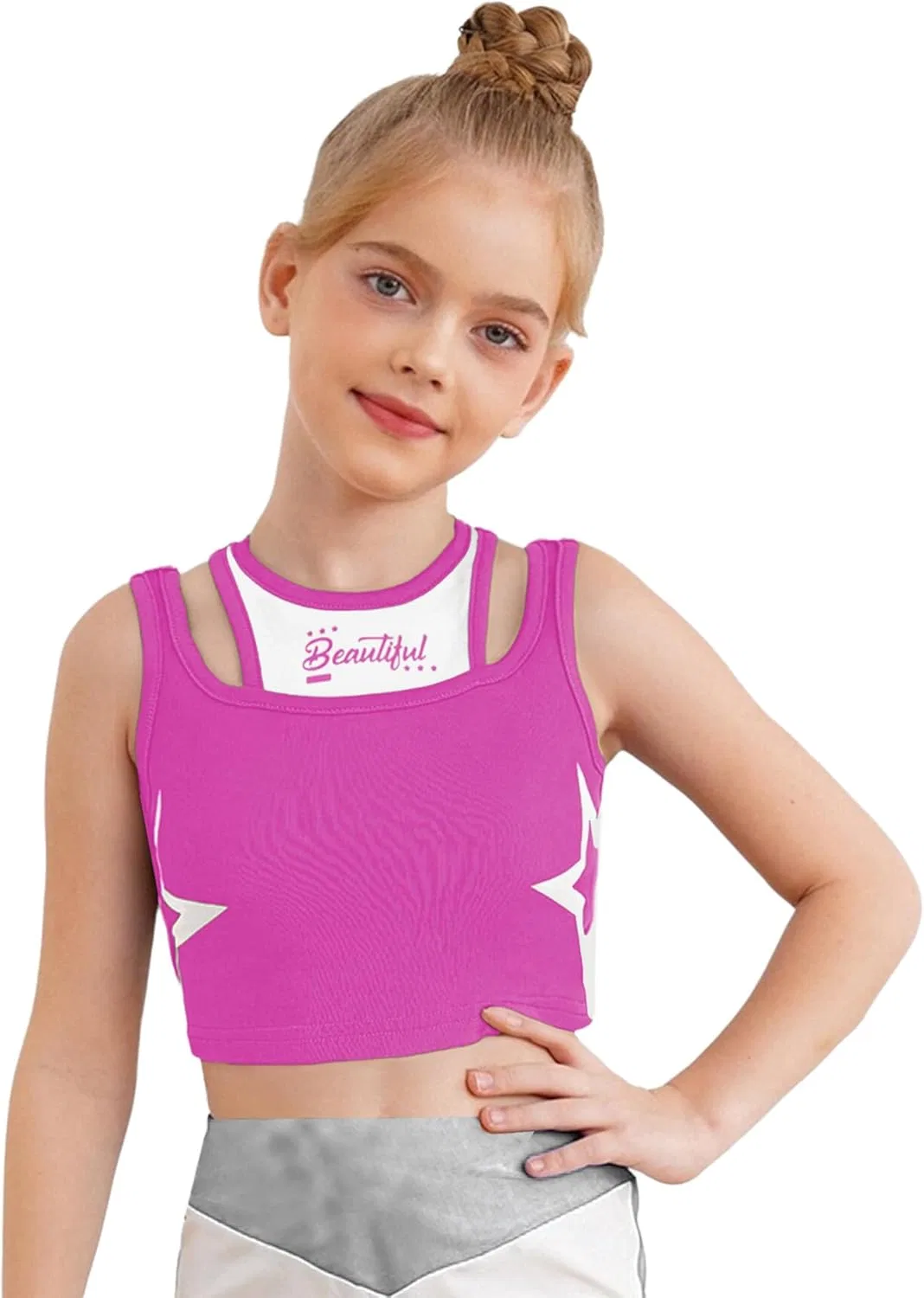 Детский спортивный топ без рукавов с двойными бретелями winying, Hot Pink