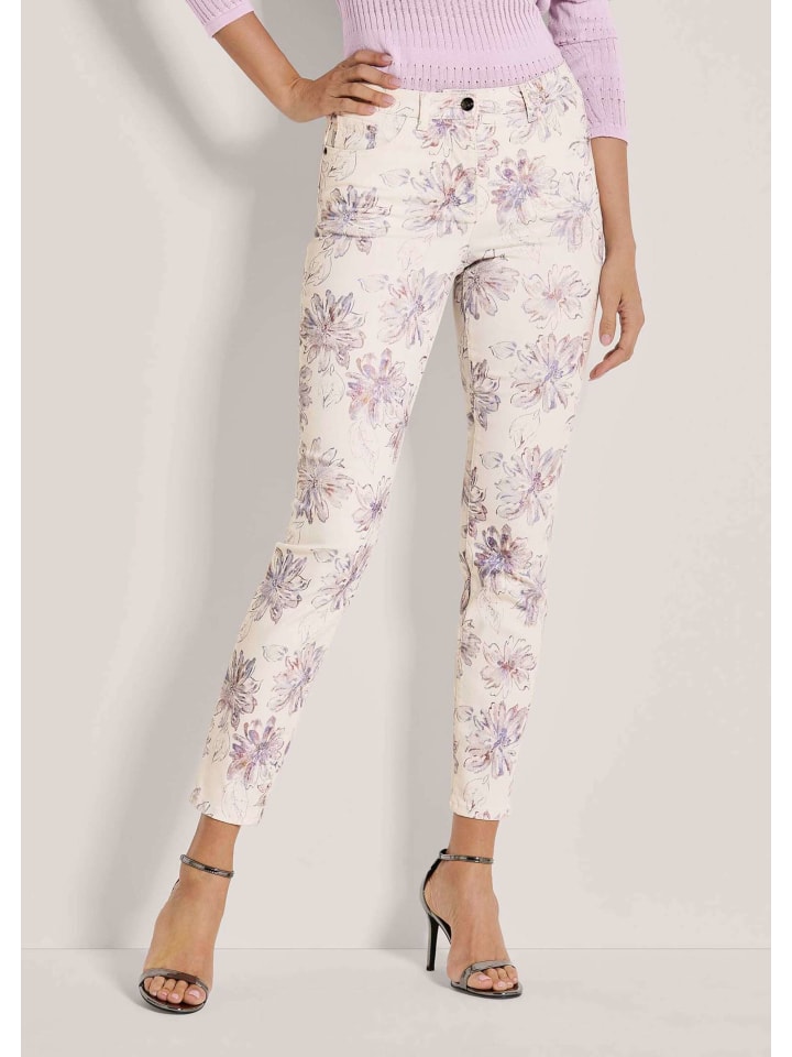 

MADELEINE Узкие брюки с уникальным принтом в бело-кремовой/многоцветной гамме