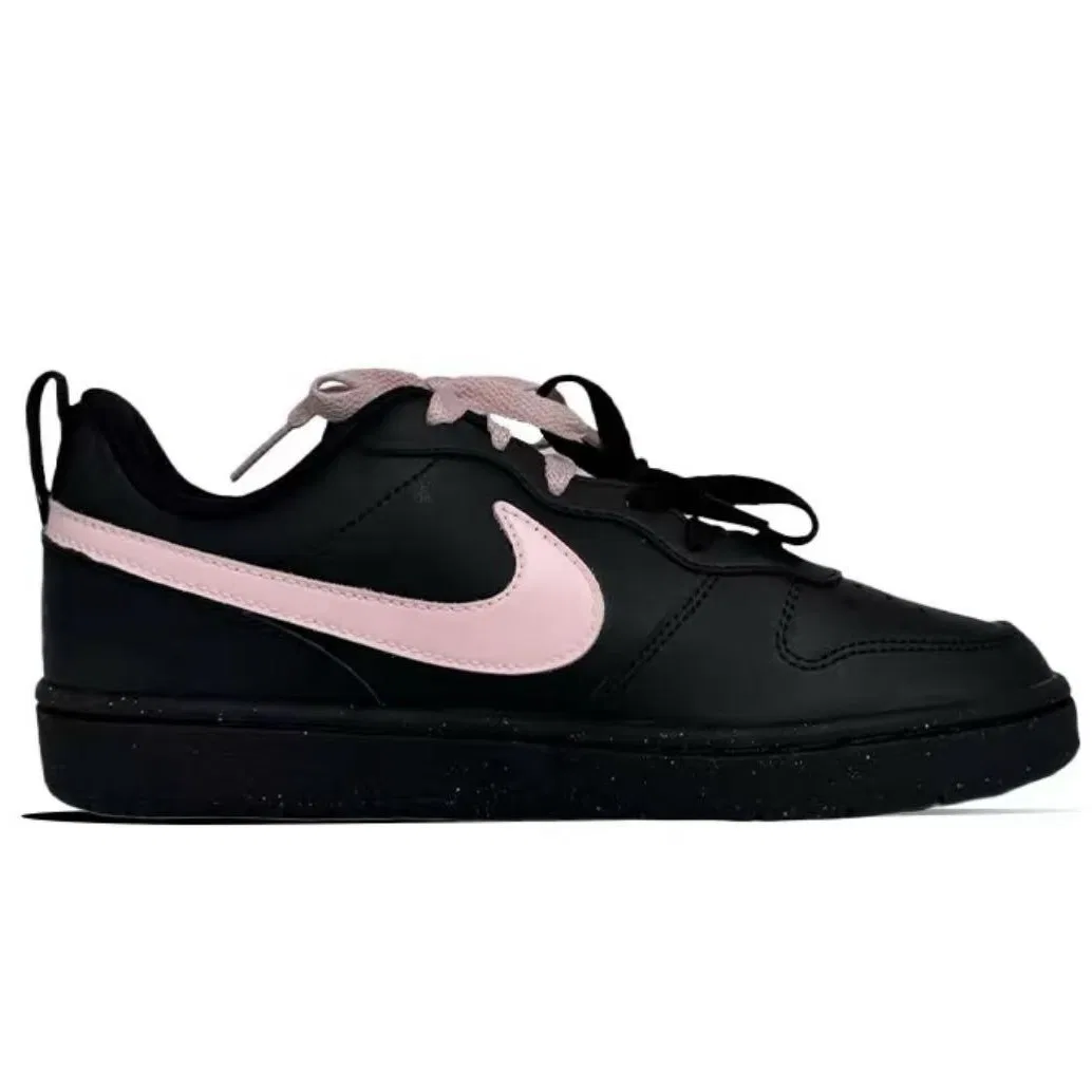 Кроссовки для скейтбординга Court Borough Pink Night Sky Leather Low top Kids', черно-розовые, для подростков Nike, Black Pink — фото 3