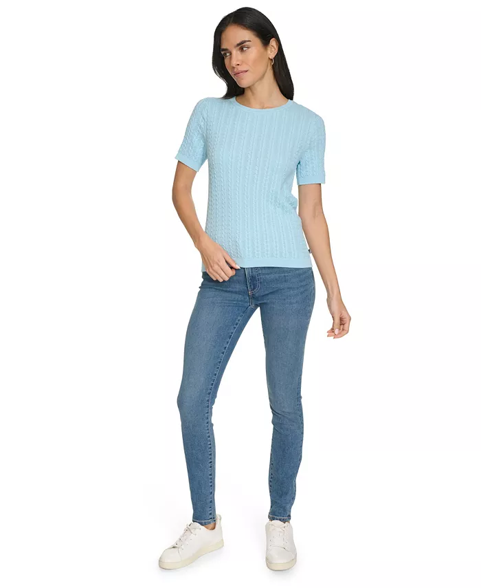 

Женский свитер с короткими рукавами и плетением Rope Cable Nautica Jeans, синий