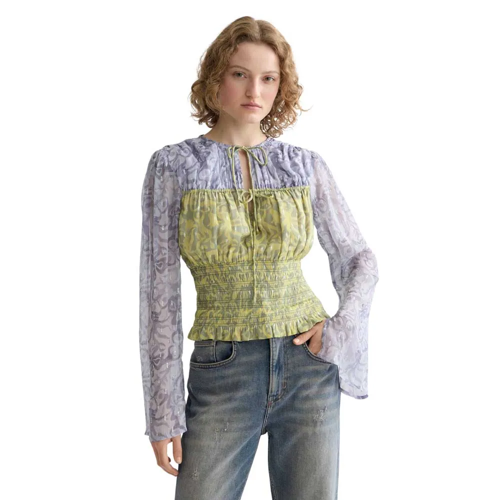 

Блузка Scotch & Soda Smocked long sleeve, желтый