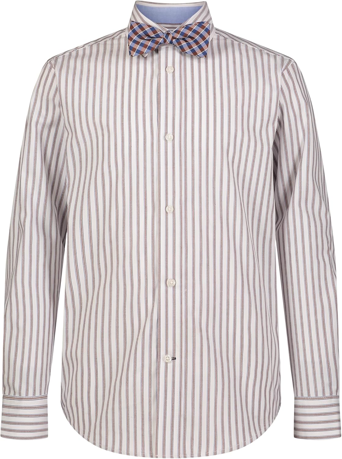 

Рубашка Tommy Hilfiger для мальчиков с длинными рукавами, галстуком-бабочкой, воротником на пуговицах и манжетами на рукавах, Chestnut Stripe