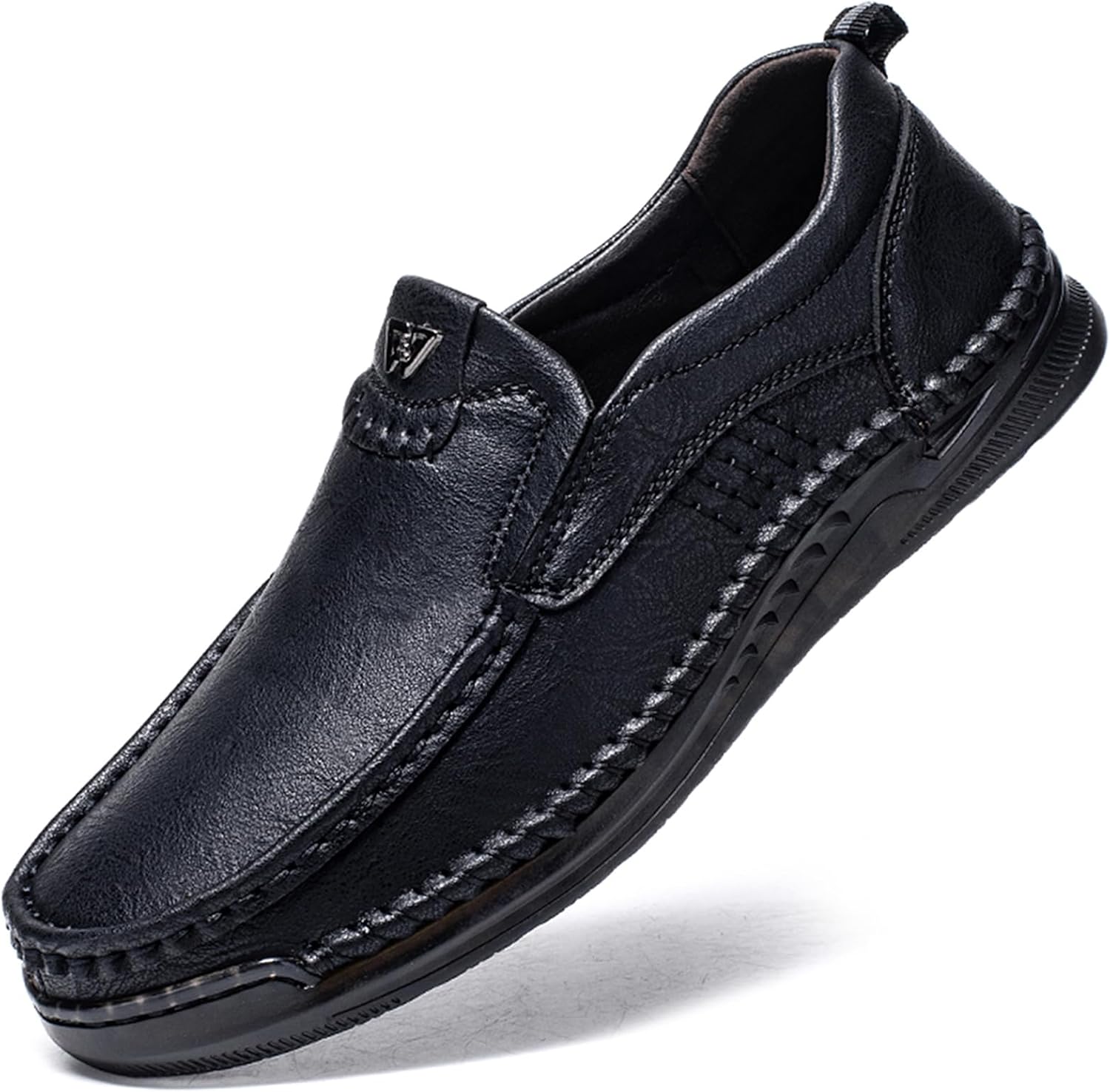 

Мужские кожаные повседневные туфли QIJOZXN без шнурков и прогулок, легкие и удобные мокасины, классические лоферы для офиса и бизнеса, черный