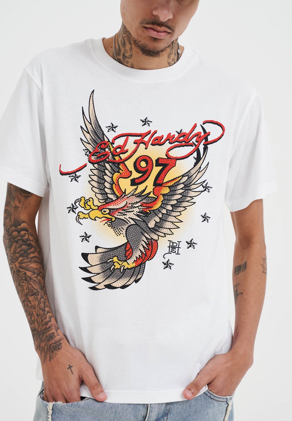 

Футболка с принтом 97 EAGLE DIAMANTE Ed Hardy, белый