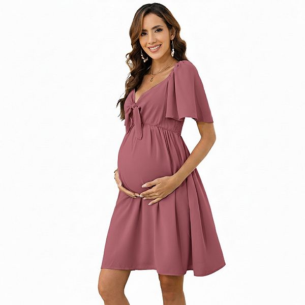 

Женское повседневное платье-мини с вырезом sweetheart для беременных Seoria, Dark Pink