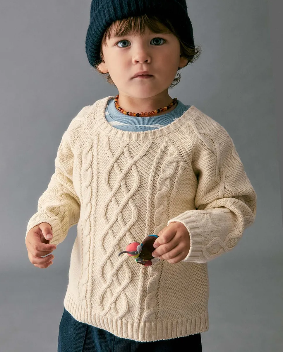 

Вязаный свитер с косами Sfera, светло-бежевый