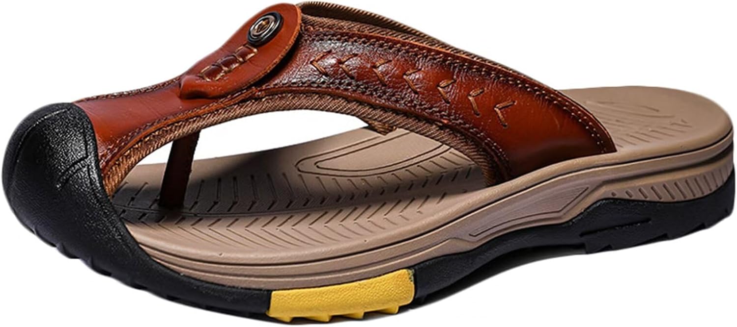 

Мужские сандалии из кожи летние с закрытым носком, шлепанцы для улицы, прогулок, походов, пляжа, водонепроницаемые тапочки Hnvavq, C
