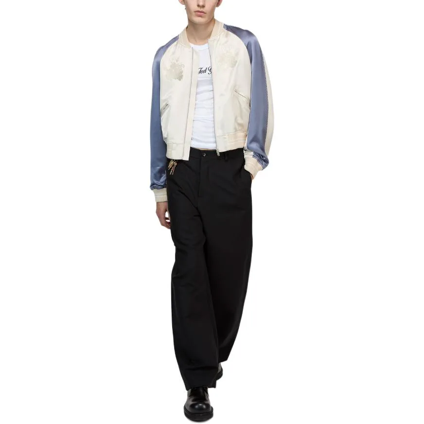 SS26 Satin Bomber Jacket Acne Studios, экрю — фото 4