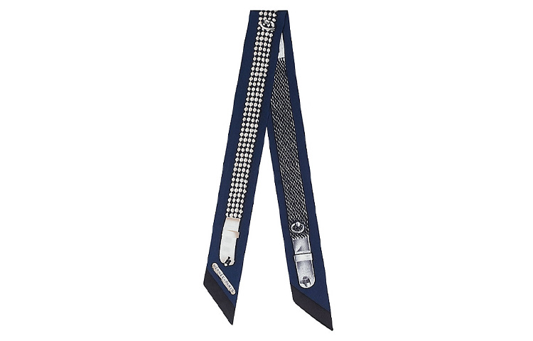 

Шелковый шарф Twilly Unisex Темно-синий и черный HERMES