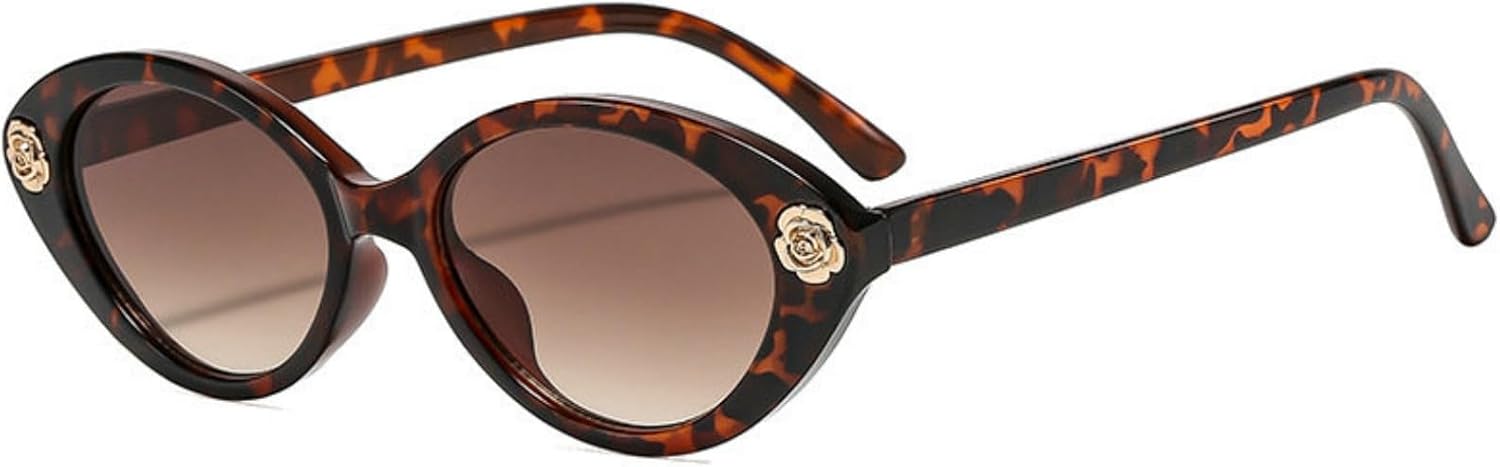 

willochra Милые ретро-солнцезащитные очки «кошачий глаз» для женщин, модные винтажные солнцезащитные очки в овальной оправе, дизайнерские черные очки с цветочным рисунком, C3