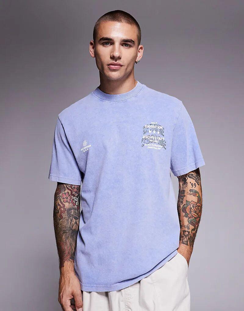 

Футболка River Island «Архивная» светло-голубого цвета с эффектом потертости