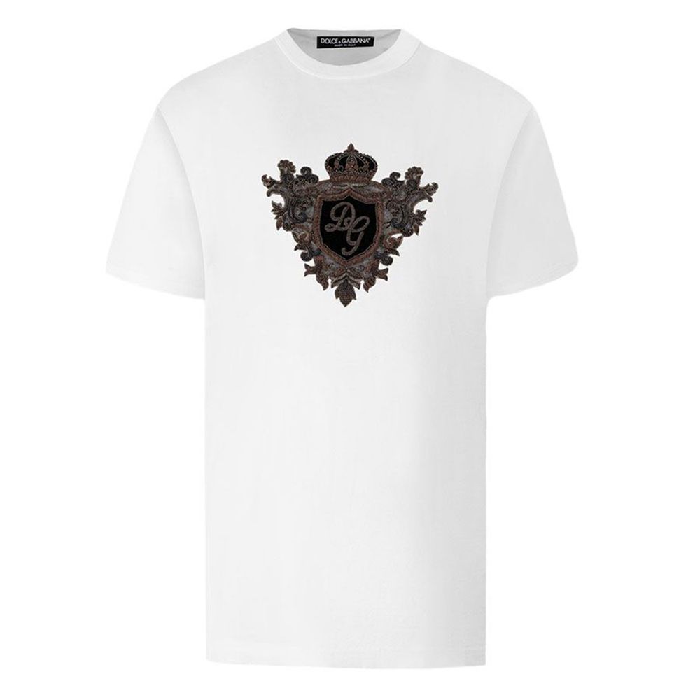 

Элегантная белая хлопковая футболка с логотипом Dolce & Gabbana