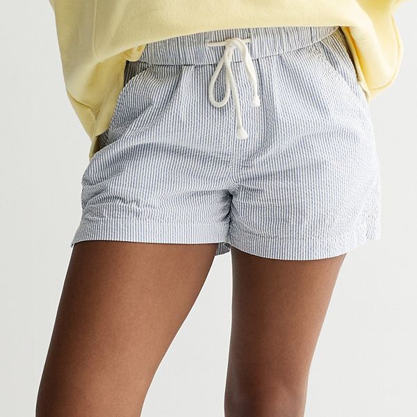 

Джинсовые шорты mid rise seersucker для подростков So, Blue White Stripe