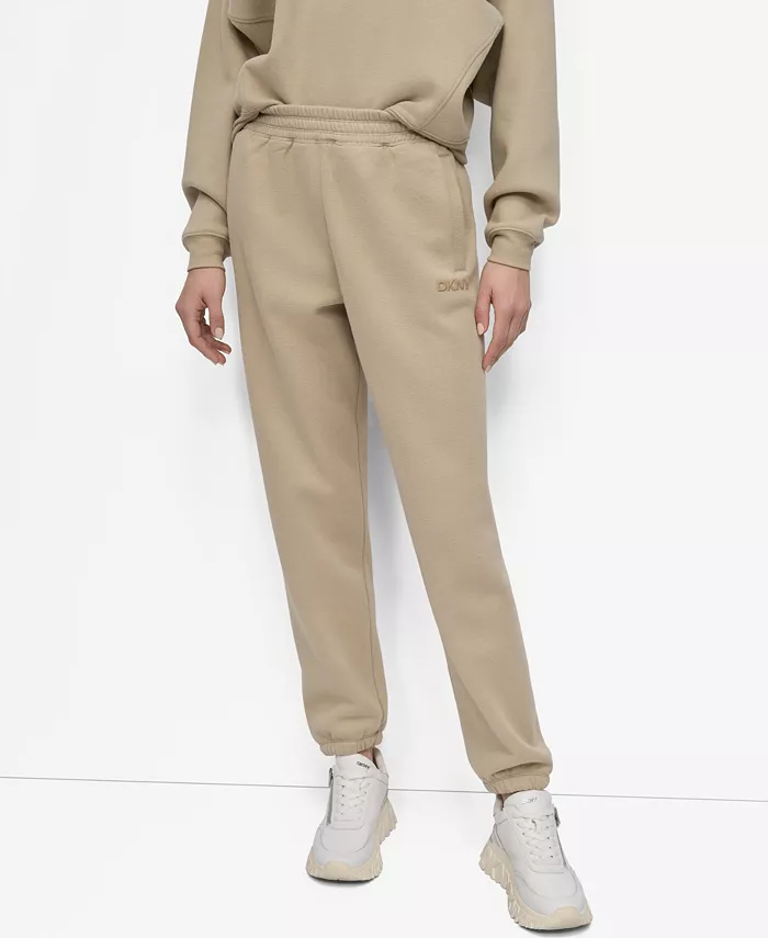 

Женские свободные спортивные брюки с высокой талией и логотипом HD DKNY, коричневый/бежевый