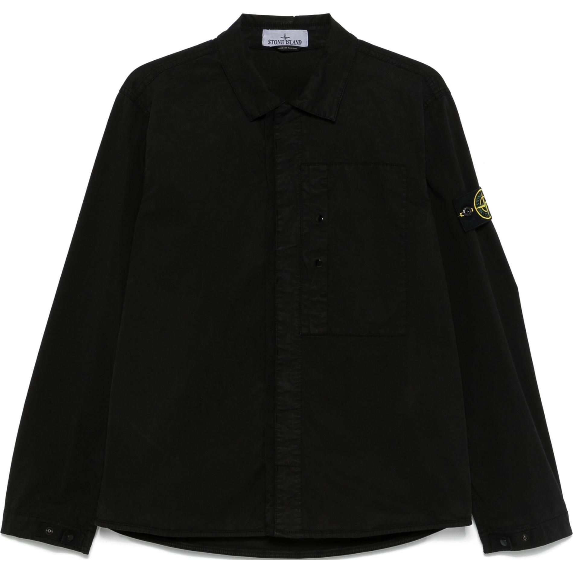 

STONE ISLAND Длинный рукав рубашка с нашивкой компас, Black