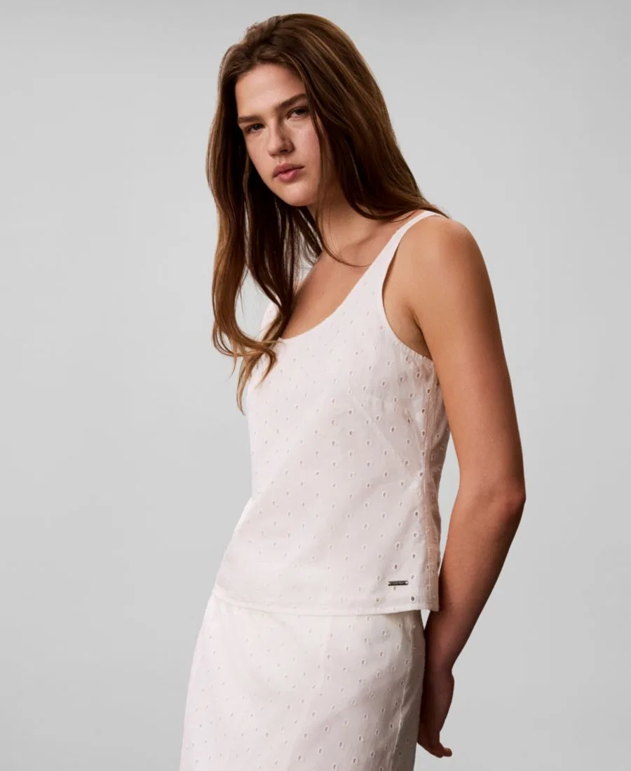 Женский классический топ без рукавов с вырезом-лодочкой Calvin Klein, цвет Tofu — фото 3