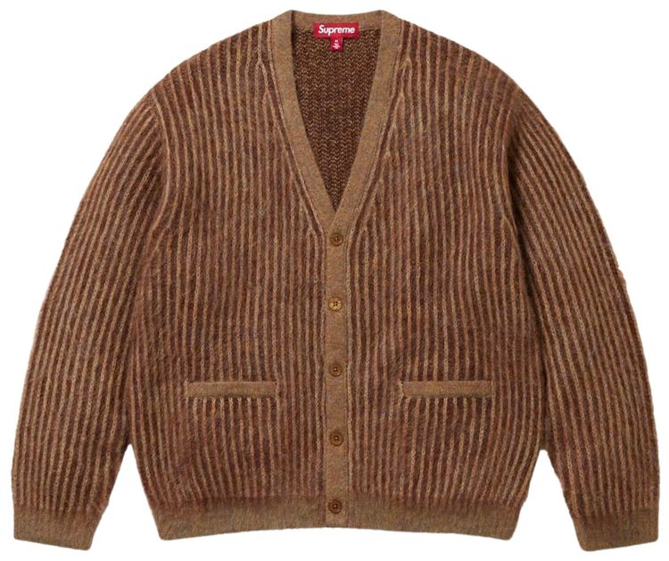 

Двухцветный мохеровый кардиган Supreme, светло-коричневый