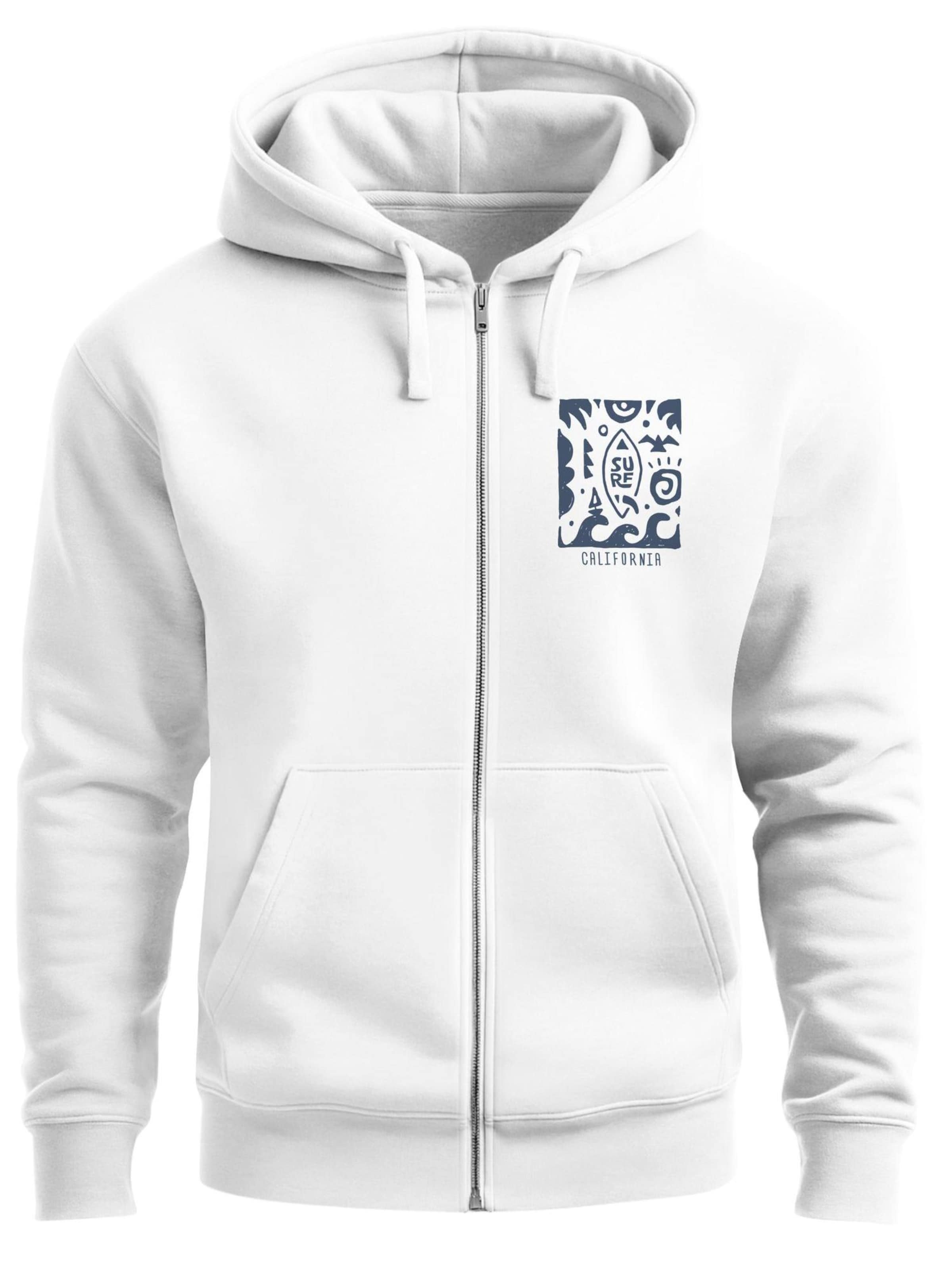 

Neverless Толстовка с капюшоном на молнии 'Surf California' в белом цвете