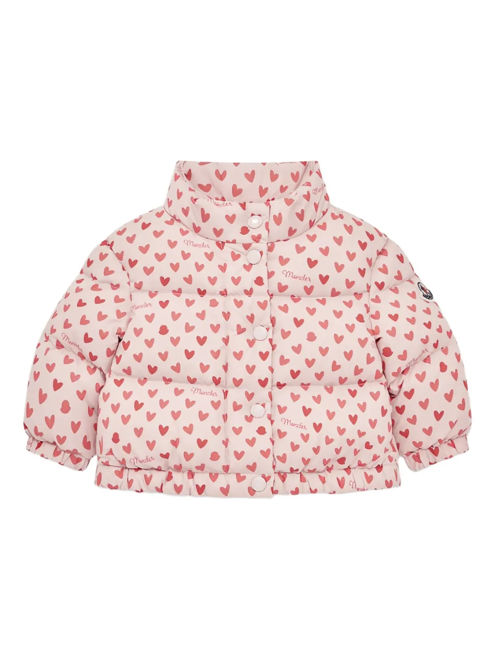 

Стеганая куртка с принтом в виде сердца Moncler Enfant, розовый