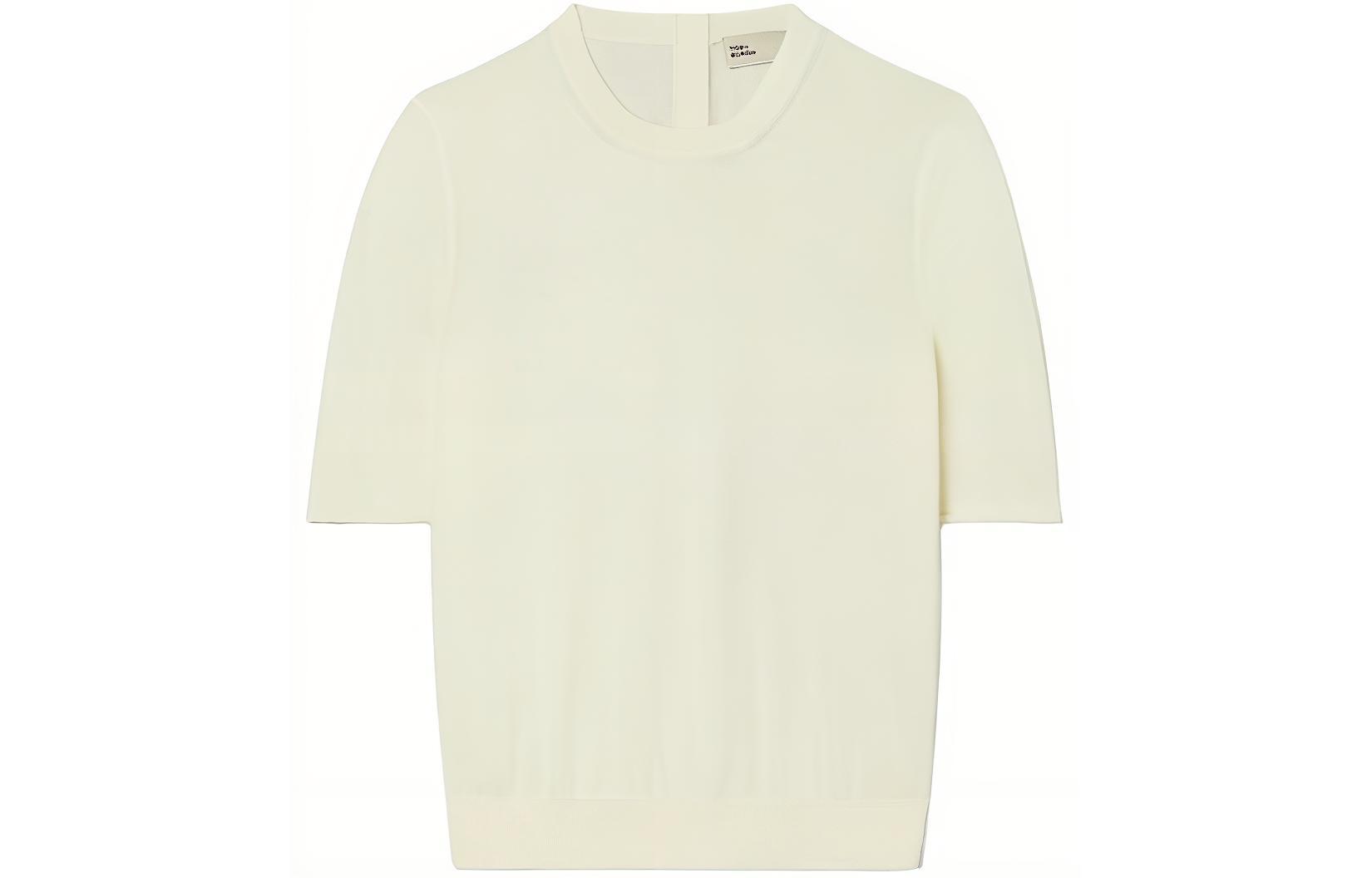 

Топ из смесового шелка с мелкой вязкой TORY BURCH, слоновая кость