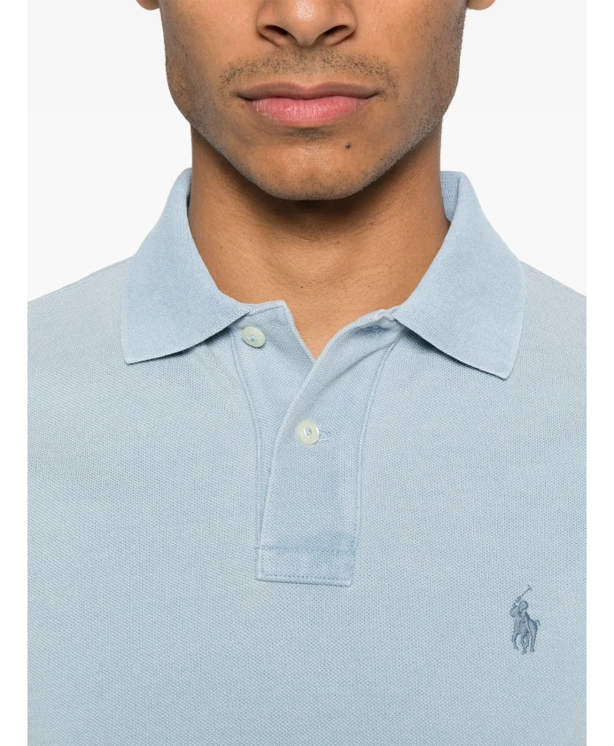 Поло из хлопковой сетки приталенного кроя, сшитое на заказ. Polo Ralph Lauren, синий — фото 3