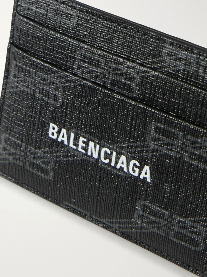 Визитница из канваса с покрытием и принтом BALENCIAGA, черный — фото 3
