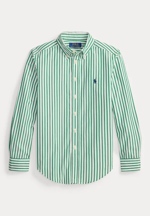 Полосатая хлопковая поплиновая рубашка 714y Polo Ralph Lauren, Cruise Green/White