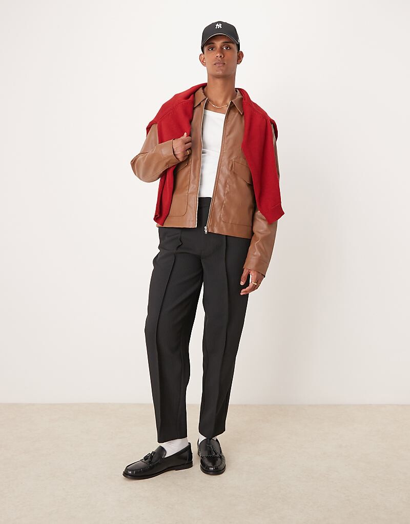 

ASOS DESIGN – Элегантные зауженные черные брюки оверсайз с полосками