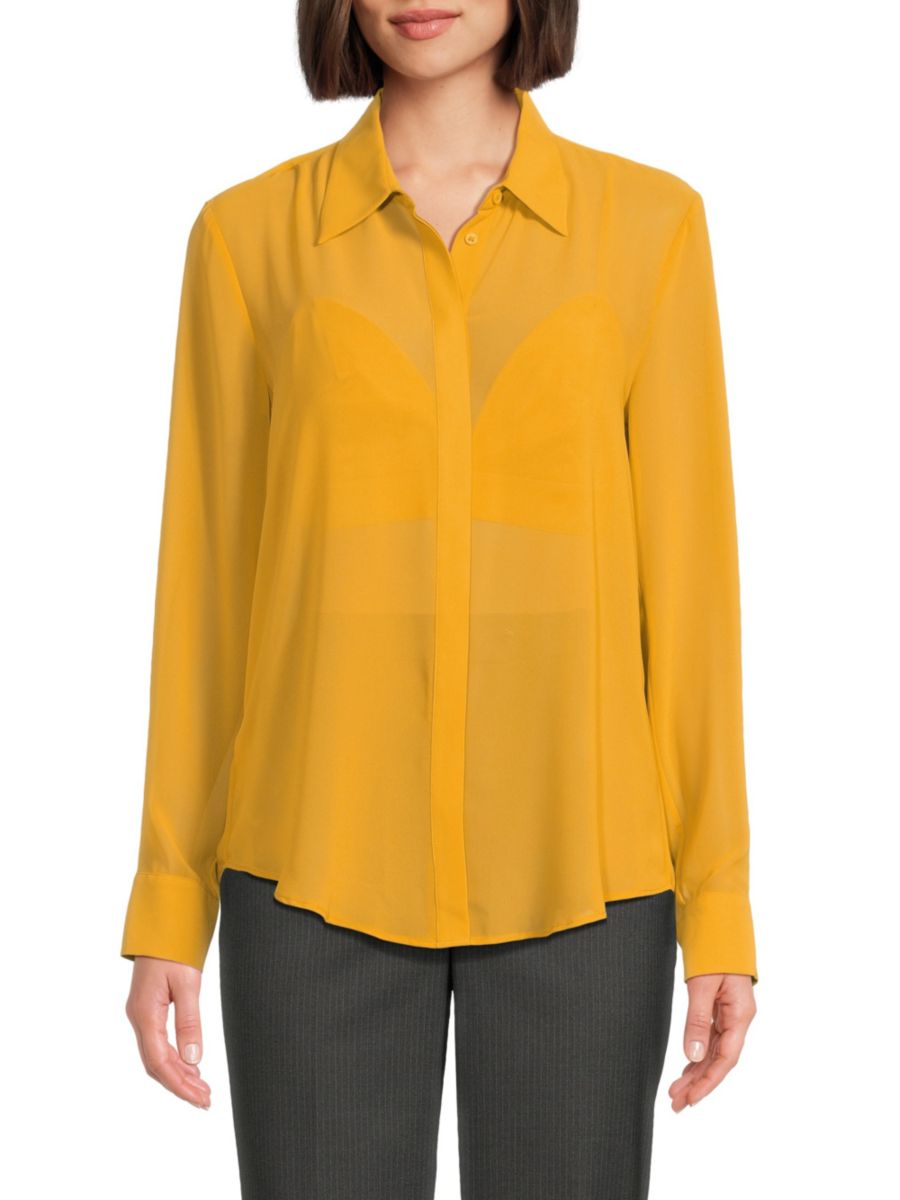 

Рубашка с прозрачным воротником BCBGMAXAZRIA, цвет Turmeric