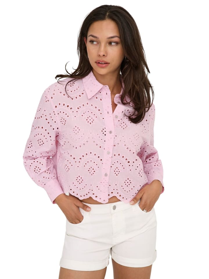 

ONLY Блузка ONLVALAIS с длинными рукавами, розовая