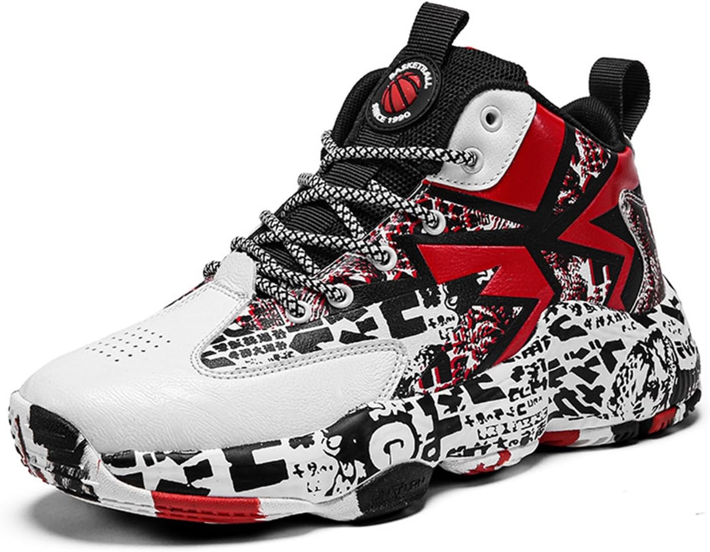

Мужские баскетбольные кроссовки DHAEY, модные кеды, высокие, дышащие, для улицы, с противоскользящей подошвой и поддержкой свода стопы (Цвет: красный, Размер: 11 женский / 9,5 мужской)