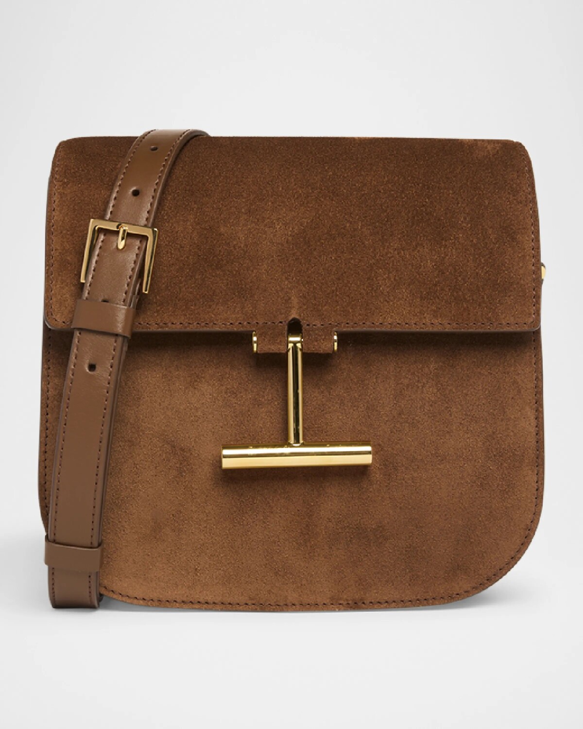 

Миниатюрная сумка через плечо Tara из замши и кожи с клапаном Tom Ford, цвет Whisky