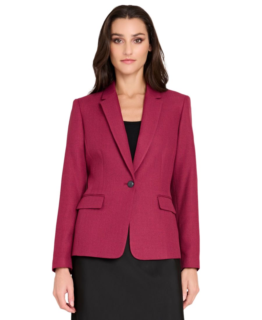 

Женский блейзер с V-образным вырезом, в елочку, с заостренными лацками Tahari ASL, Mulberry