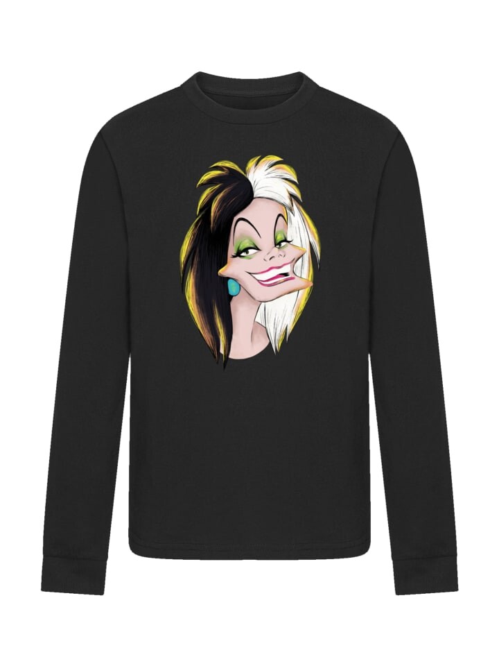 

Футболка F4NT4STIC Langarm T-Shirt Disney Bösewichte Cruella Big Face, черный