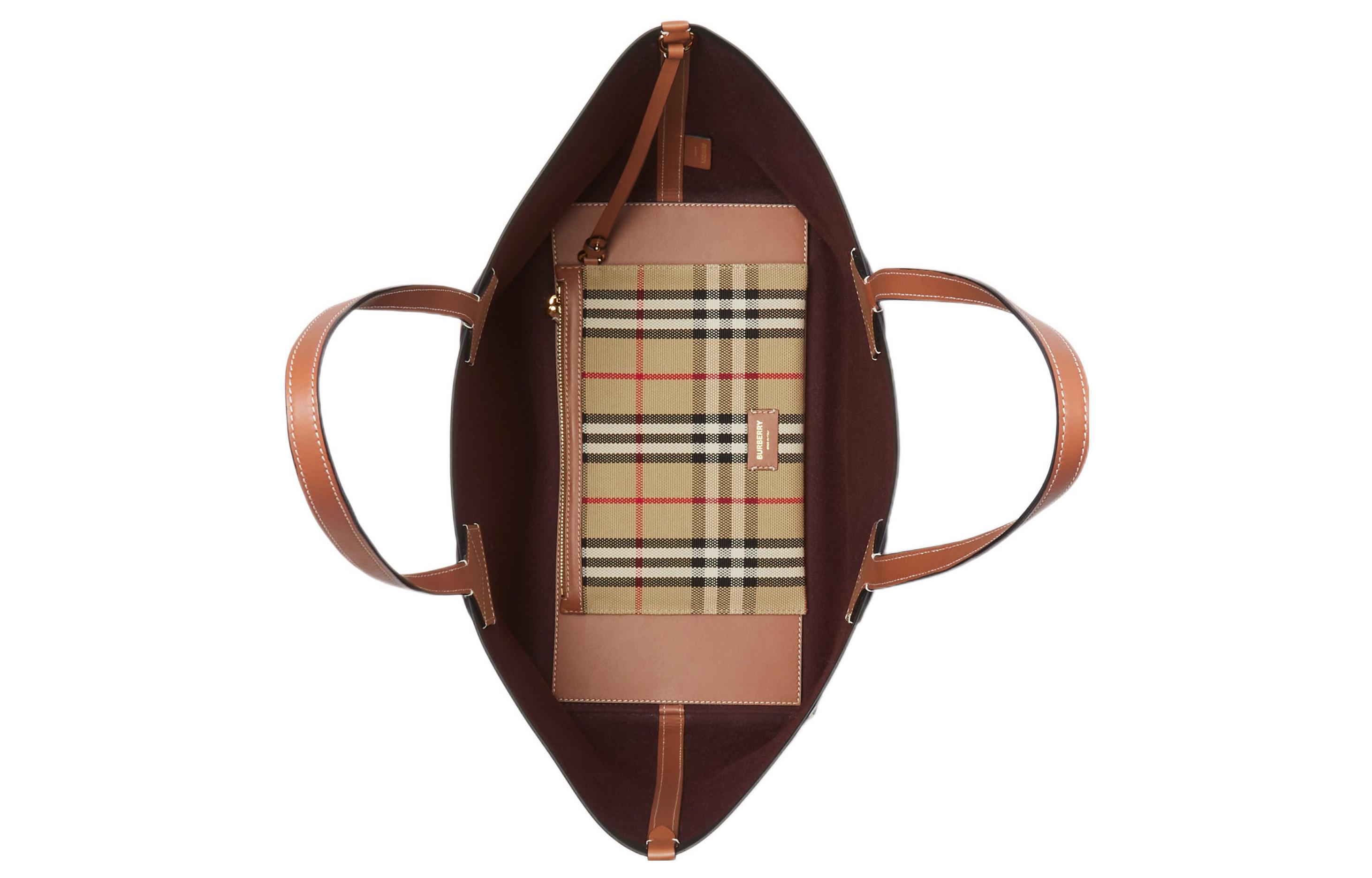 Хлопковый шоппер Burberry с отделкой из натуральной кожи — фото 4