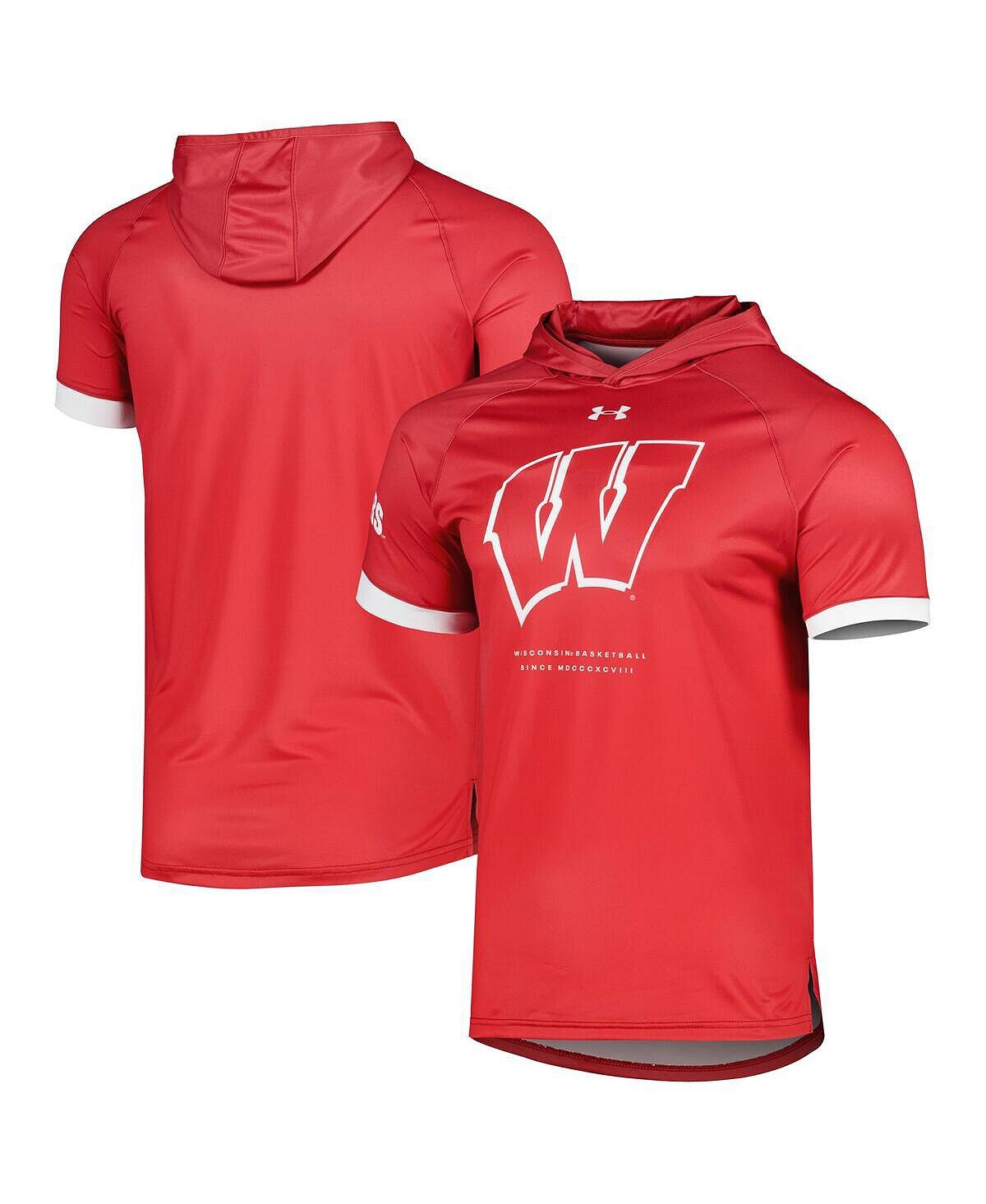 

Мужская футболка с капюшоном Red Wisconsin Badgers On-Court реглан Under Armour