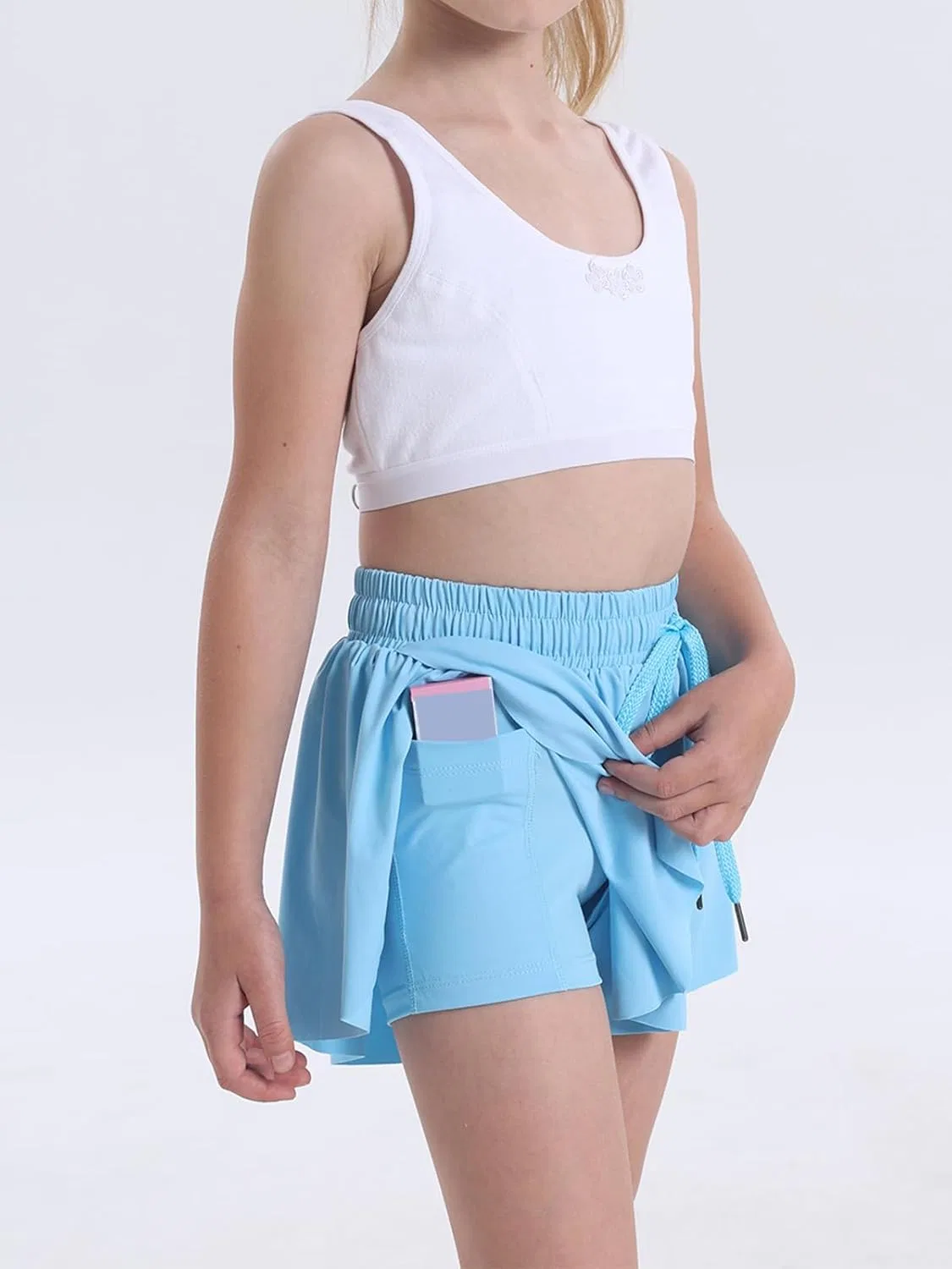 Шорты для девочек-подростков Athletic Running Butterfly Shorts, синие — фото 2