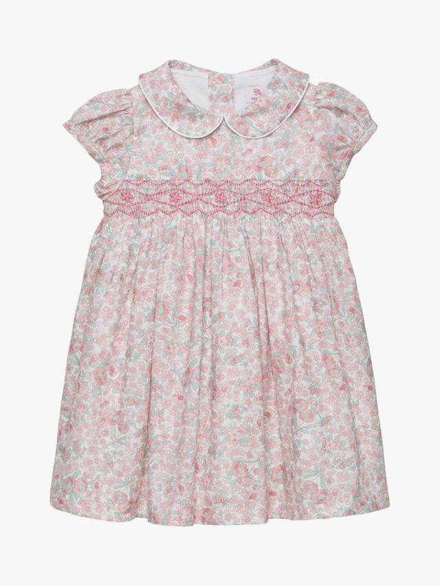 

Платье Baby Arabella с цветочной вышивкой и присборенной юбкой Trotters, Pink Floral