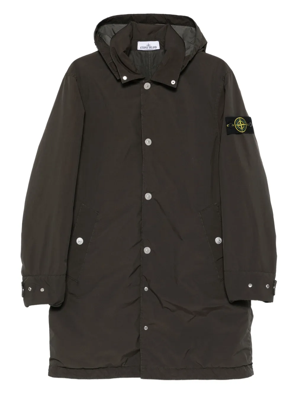 

Пальто с капюшоном и пуговицами Stone Island, серый