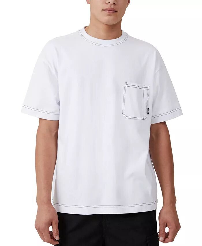 

Мужская футболка с круглым вырезом и карманами Box Fit COTTON ON, белый