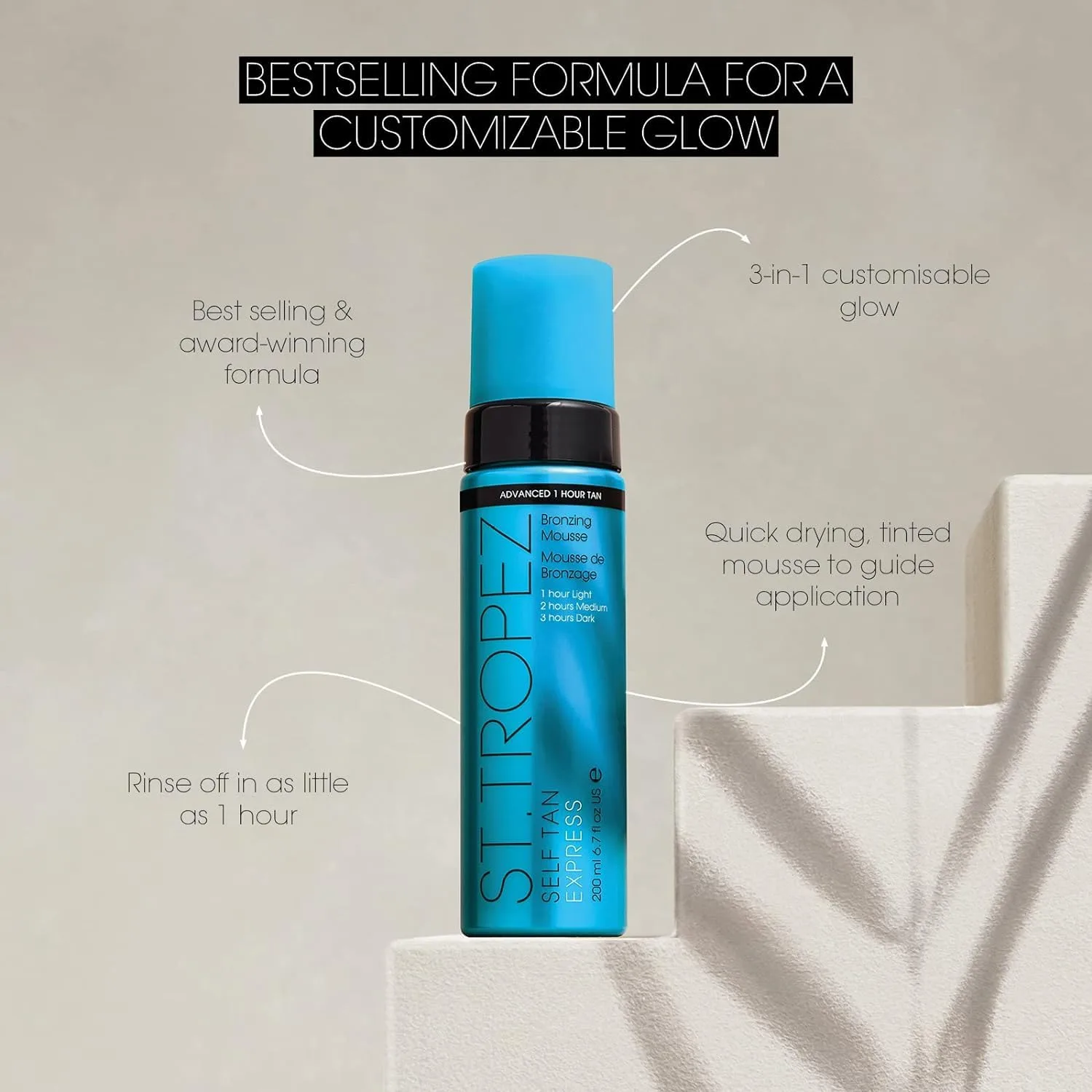 Набор для лица и тела St.Tropez | Express Mousse 200 мл, проявляется за 1-3 часа | Purity Face Mist 80 мл | Двусторонняя Luxe Mitt для ровного загара | Vegan & Cruelty Free — фото 2