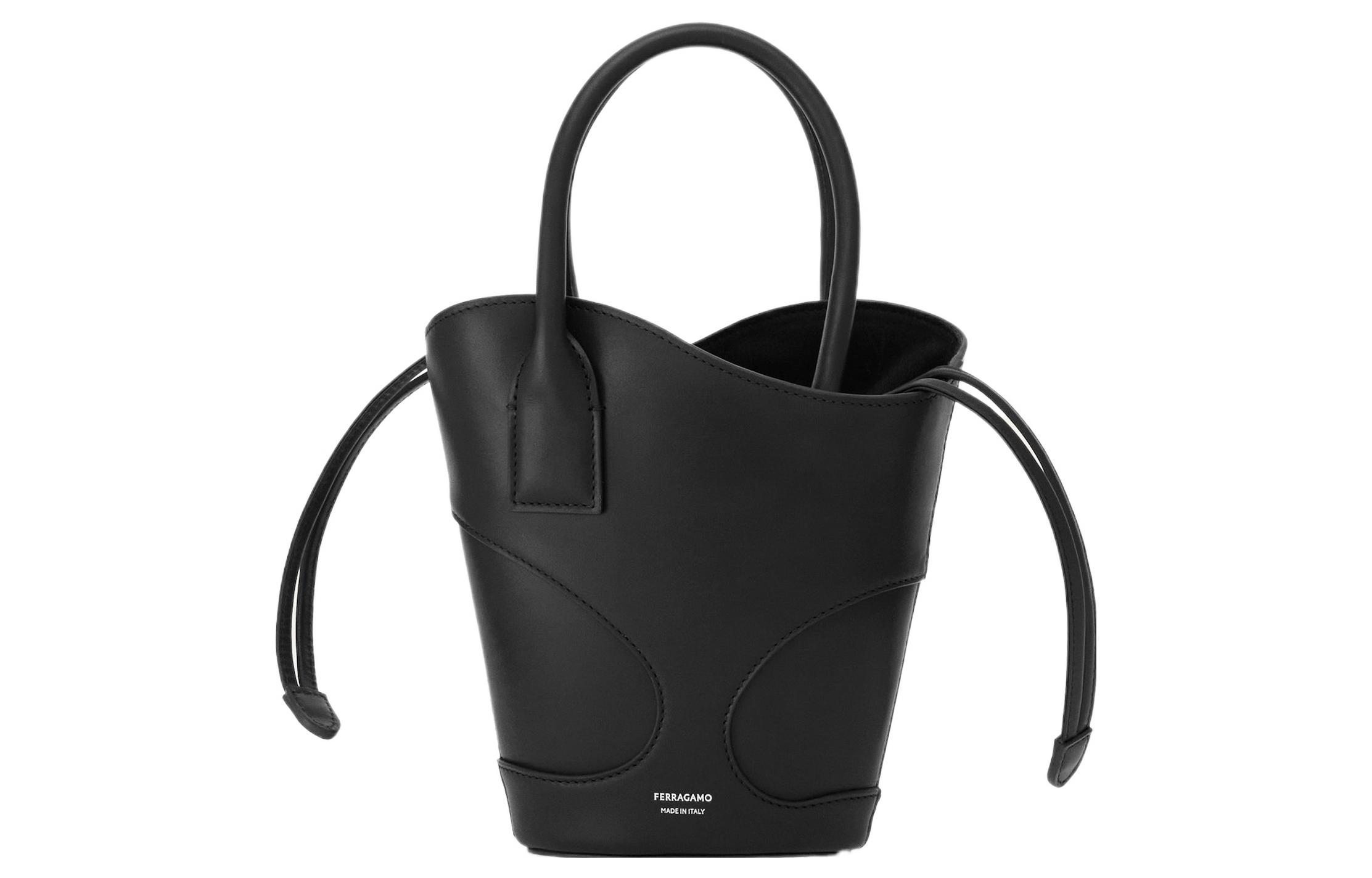

Ferragamo Гладкая кожаная сумка-ведро через плечо кросс-боди женская черная