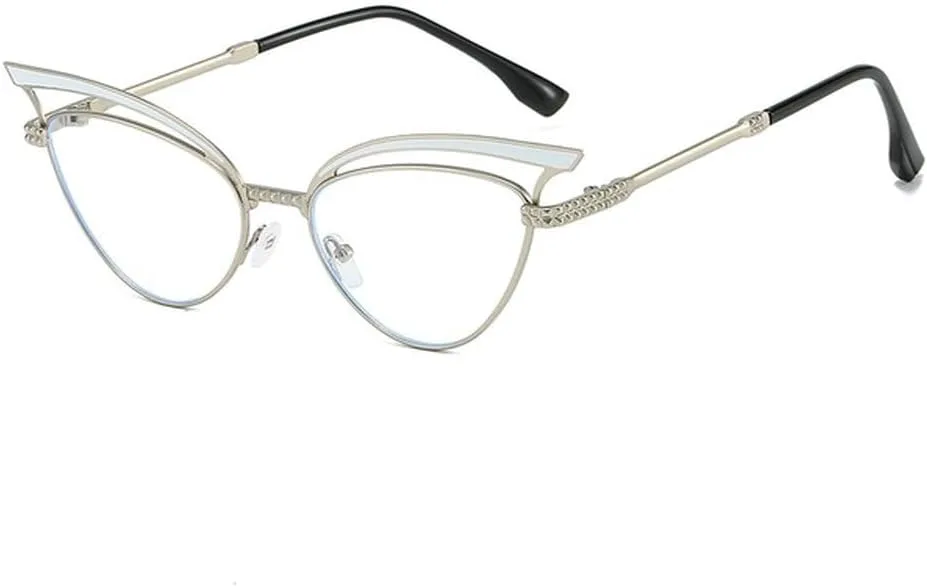 

Ретро-солнцезащитные очки «кошачий глаз» для женщин, металлическая оправа, стильные, модные, для активного отдыха, роскошные, маленькие, черные generic, Silver Clear