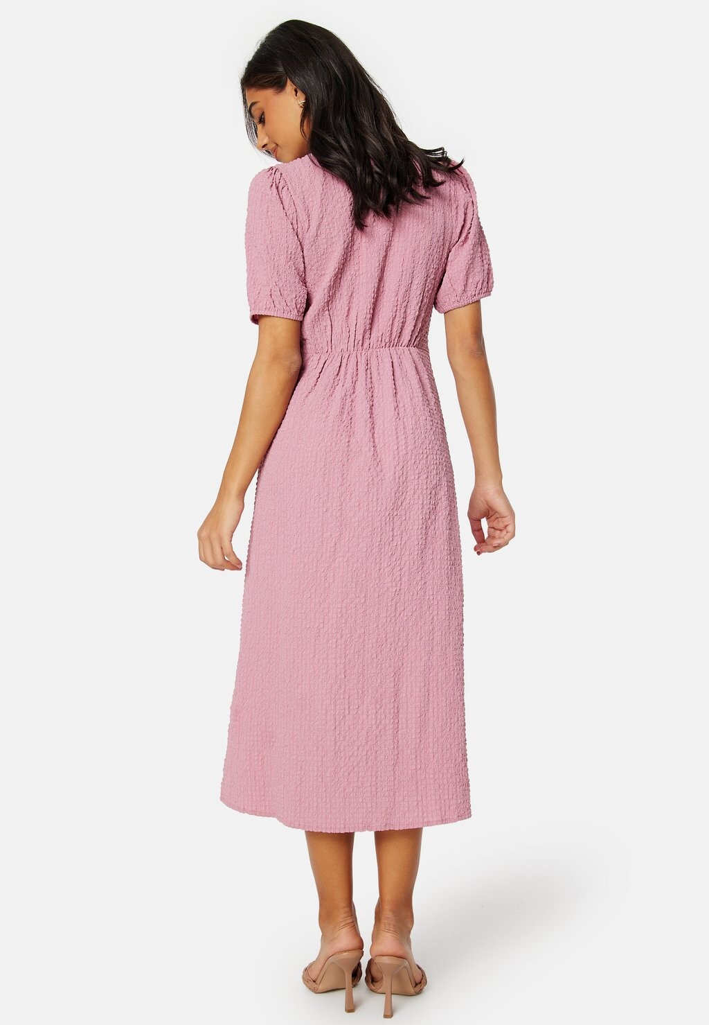 

Летнее платье V-NECK STRUCTURED SLIT MIDI DRESS Bubbleroom, лососево-розовый